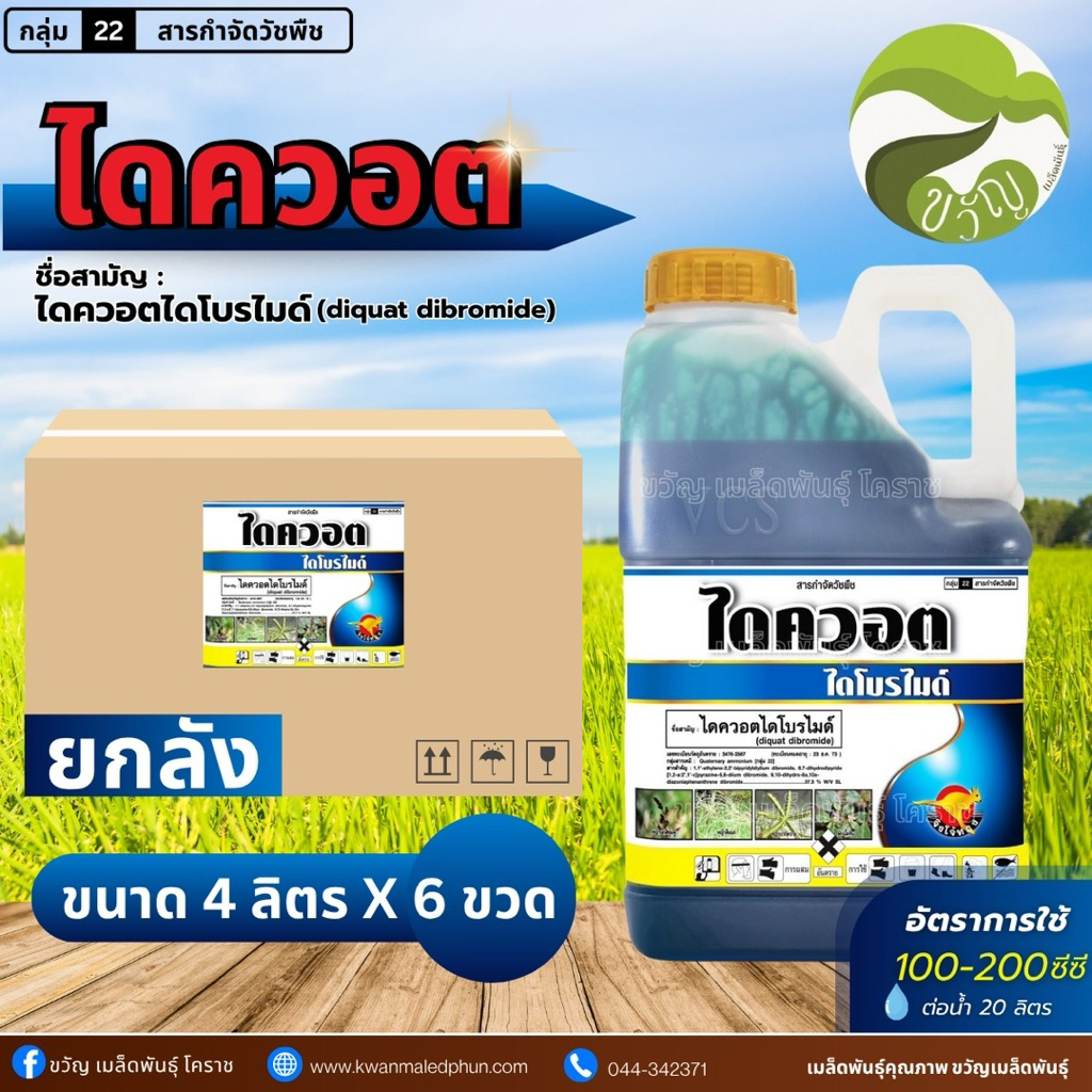ผลิตภัณฑ์ป้องกันและกำจัดวัชพืช ไดควอต(จิงโจ้ทอง) ยกลัง