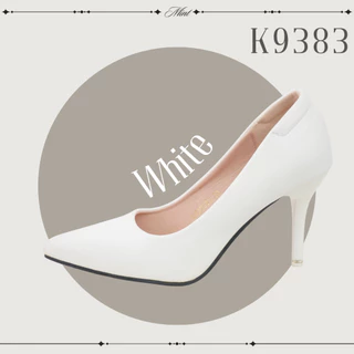 K9383 รองเท้าส้นสูง PU หนังนิ่ม ส้นแหลมสูง 3.3 นิ้ว