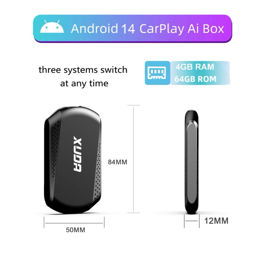 Android14 3In1 Carplay&Android Auto Wired To Wireless MINI Box USB Dongle TV Box