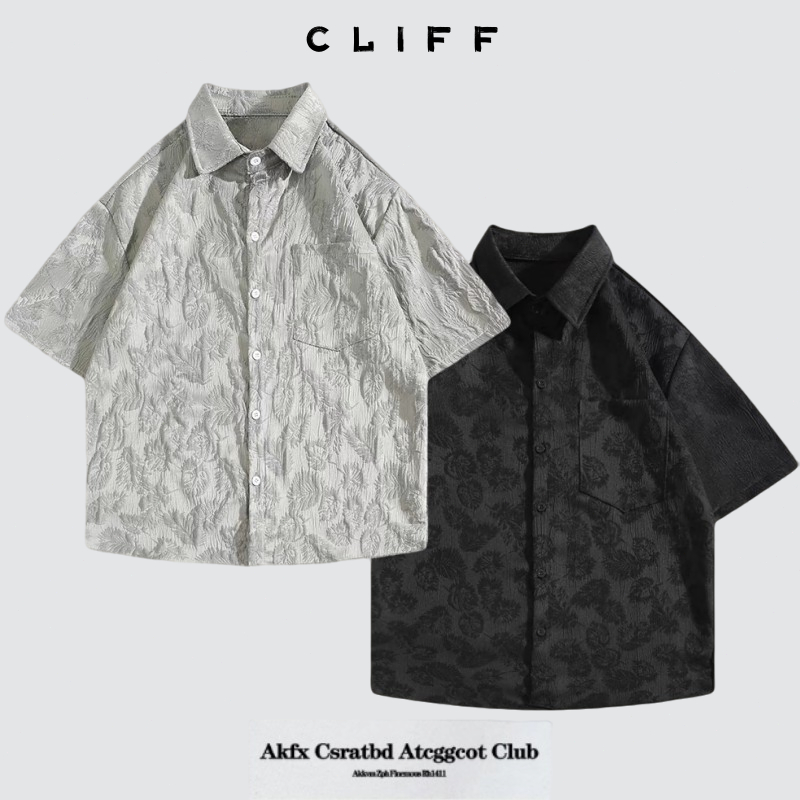 CLIFF แนววินเทจสไตล์ญี่ปุ่น เสื้อเชิ้ตผู้ชาย เสื้อยืด การออกแบบลวดลาย ความรู้สึกระดับสูง อินเทรนด์ระบายอากาศ