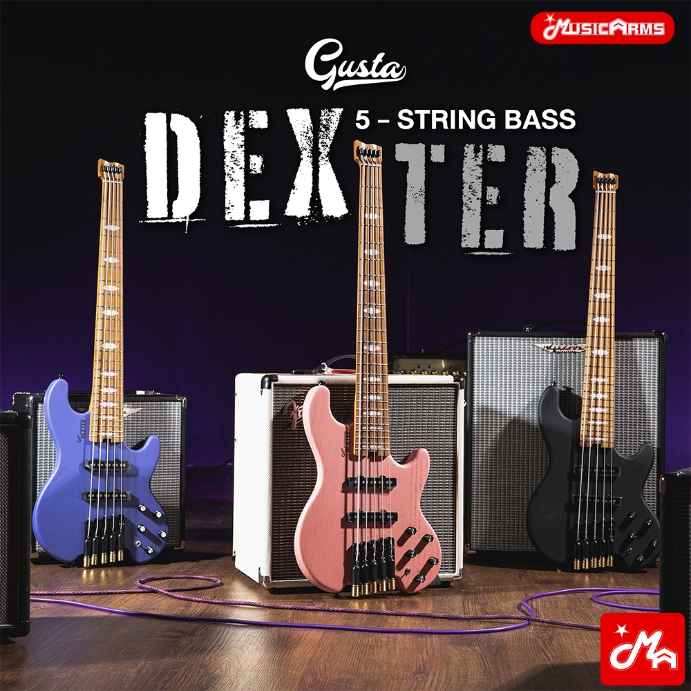 Gusta Dexter 5 String Bass เบสไฟฟ้า 5 สาย Headless Bass เบสทรงหัวตัด รับประกันศูนย์ Music Arms