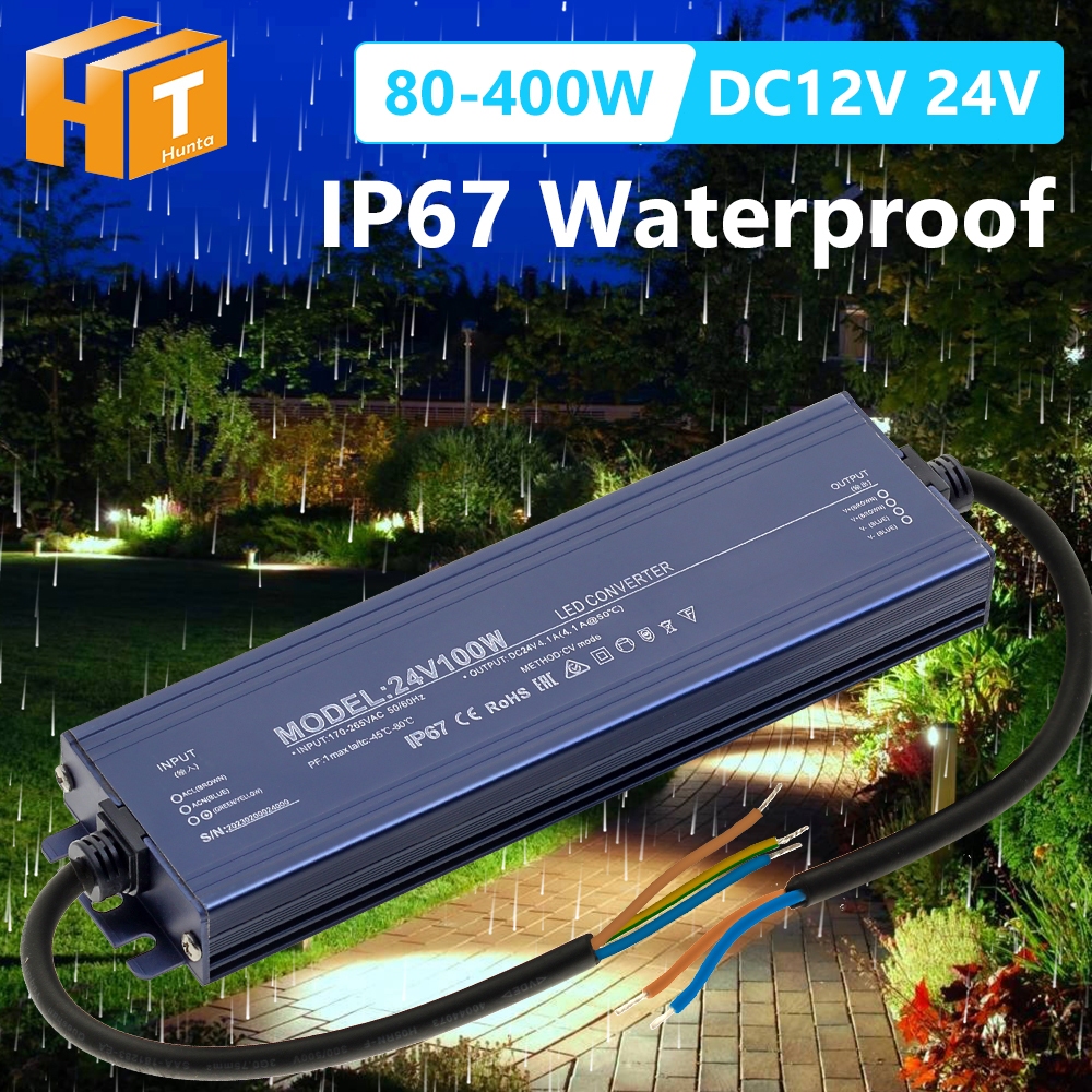 LED แหล่งจ่ายไฟ หม้อแปลง DC 12V 24V IP67 กันน้ำ หม้อแปลงไฟฟ้า  200W 300W 400W AC190-240V Driver สำหรับไฟ ไฟเส้น อื่นๆ
