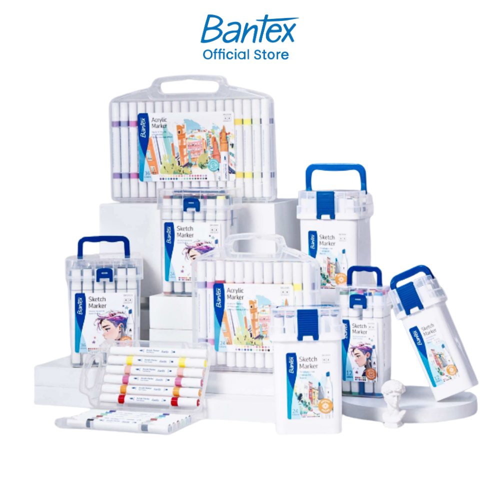 Bantex ปากกามาร์คเกอร์ 12/24/36 สี สีสวย ไฮไลท์ชัด สำหรับงานศิลปะ สำนักงาน   Marker pen