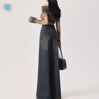 S-5XL กางเกงยีนส์เอวสูง กระบอกใหญ่ ทรงสวย ใส่ สบาย แมทง่าย ใส่ได้ทุกลุค