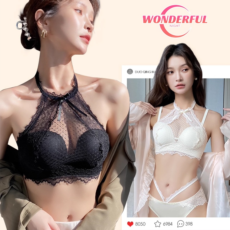 Wonderful Night💗💗สไตล์สาวฮอต ชุดชั้นในเซ็กซี่ เสื้อชั้นในลูกไม้ รวมตัว เปลือยหลัง ผ้าบางเบา สวมใส่สบาย