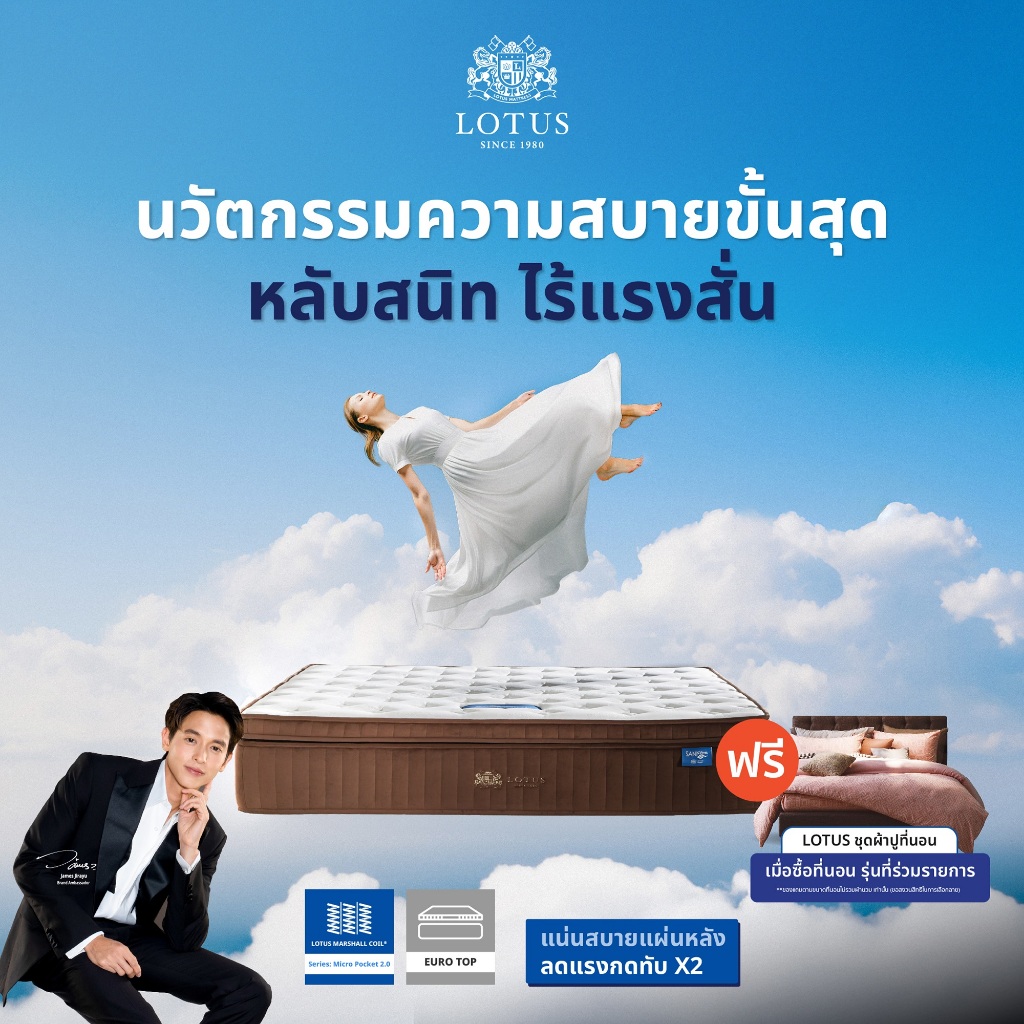 [ฟรี!ชุดผ้าปู] LOTUS ที่นอน (สเปคแน่นสบาย) รุ่น Woodfield II หนา 15 นิ้ว  ส่งฟรี