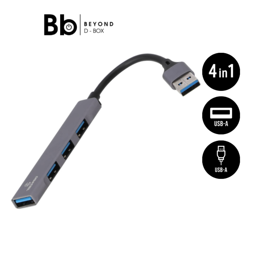TECHPRO Port Hub USB-A to USB-A 4 ports Hub Gray by BB Beyond D-Box