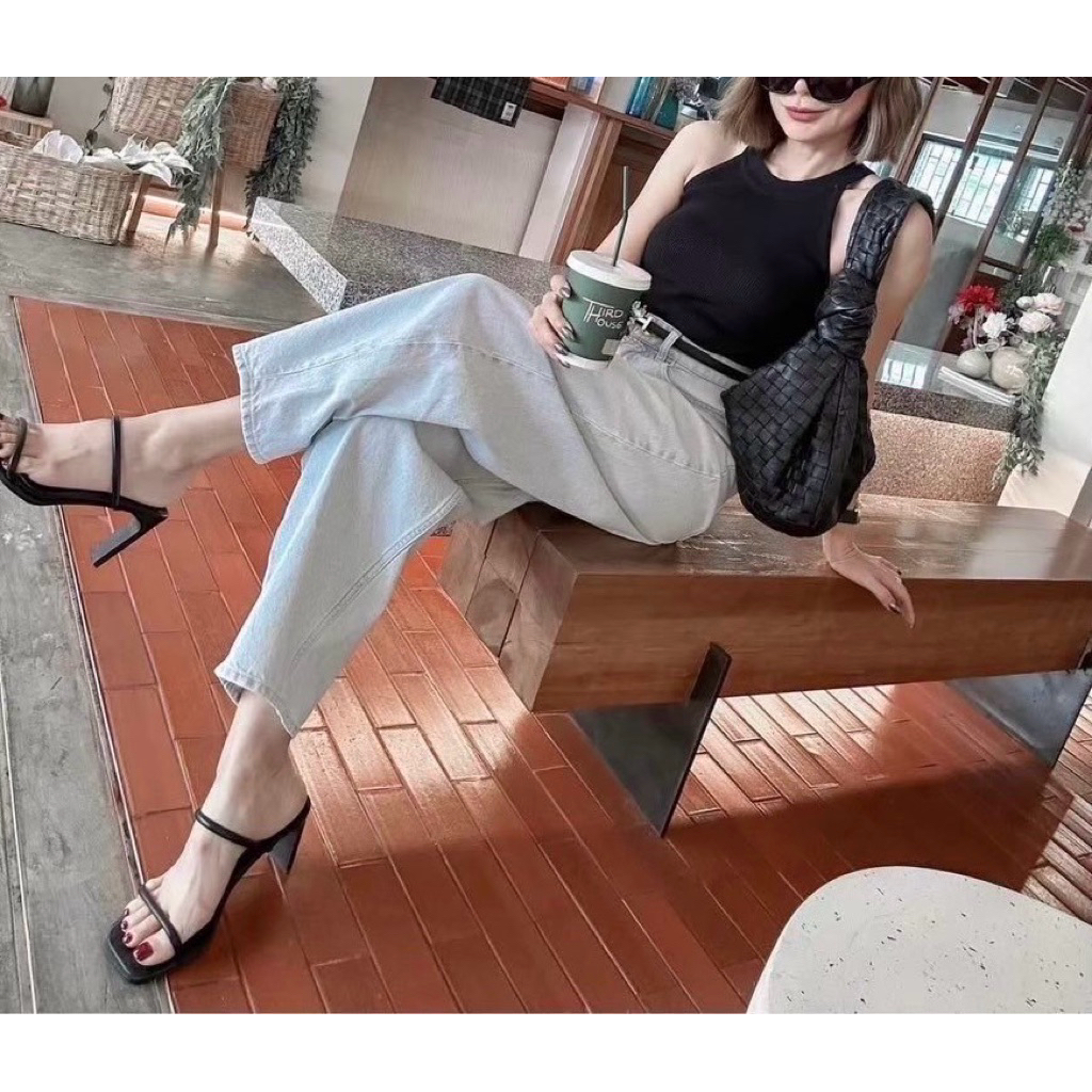 พร้อมส่ง XS SM⚡️AR 8338 ชุดเซต เสื้อสีดำ+กางเกงยีนส์ขายาว+เข็มขัด คุ้มมาก! - รูปที่ 6