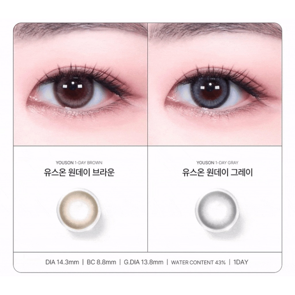 {{พร้อมส่ง}} รายวัน LENSME รุ่น YOUS ON 1DAY Brown, Gray คอนแทคเลนส์เกาหลี