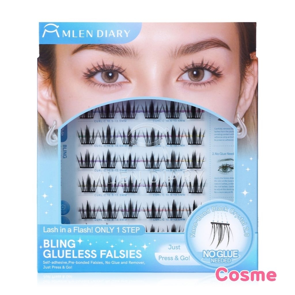 ขนตาแบบช่อ 42 ช่อ พร้อมกาวในตัว MLEN DIARY Glueless Falsies 7 แถว