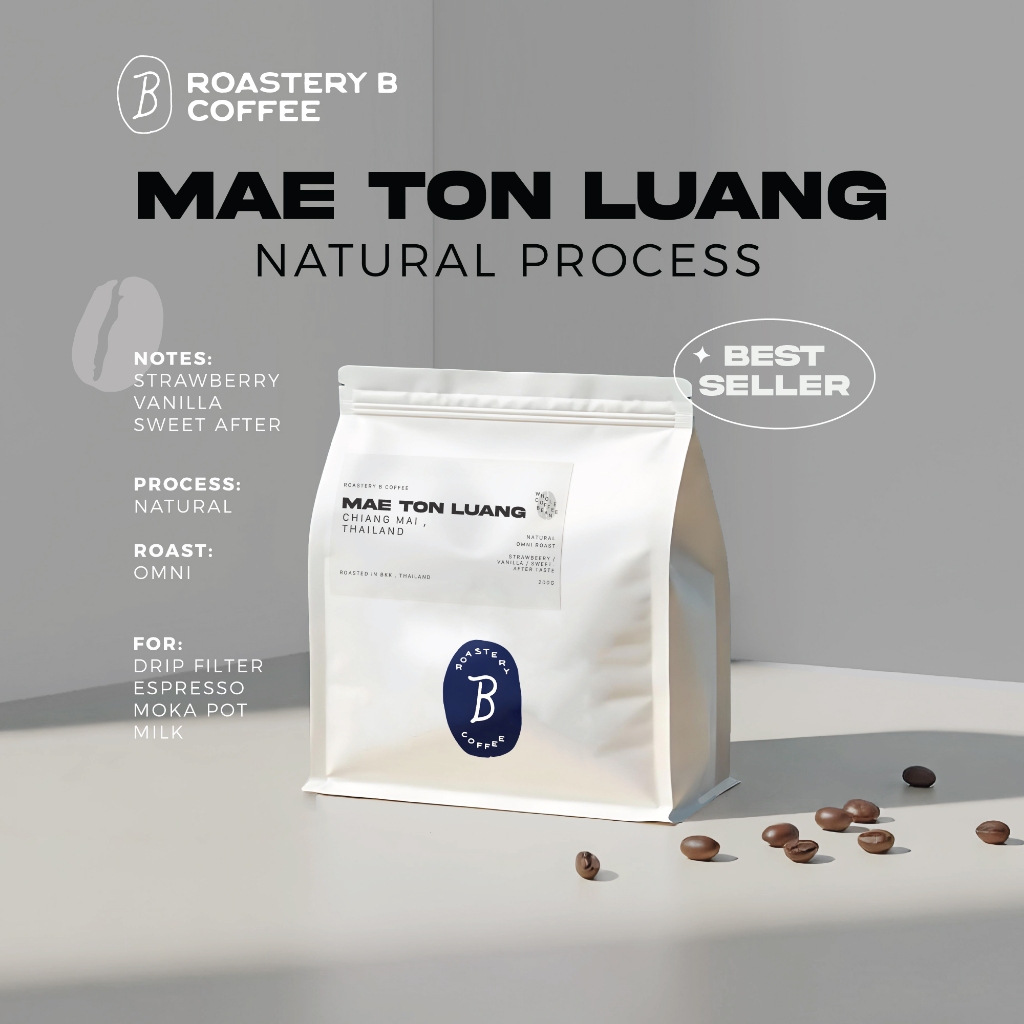 เมล็ดกาแฟ แม่ตอนหลวง คั่วอ่อน (Omni Roast) 200g – หอมฟรุตตี้ ดื่มง่าย ทุกวิธีชง | Roastery B