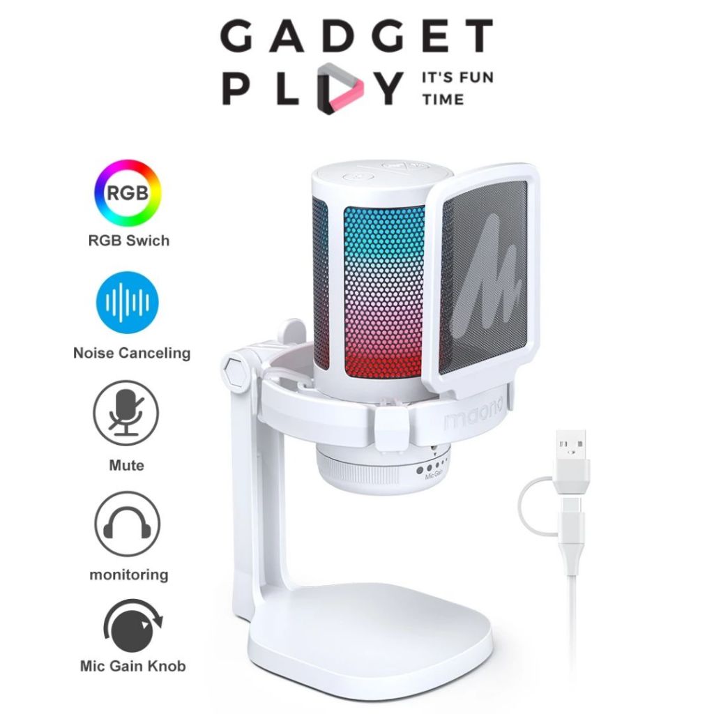 [กรุงเทพฯส่งด่วน] MAONO DGM20 ไมโครโฟนเกมมิ่ง RGB/USB ตัดเสียงรบกวน รูปทรงสวยใช้งานง่าย ต่อมือถือได้