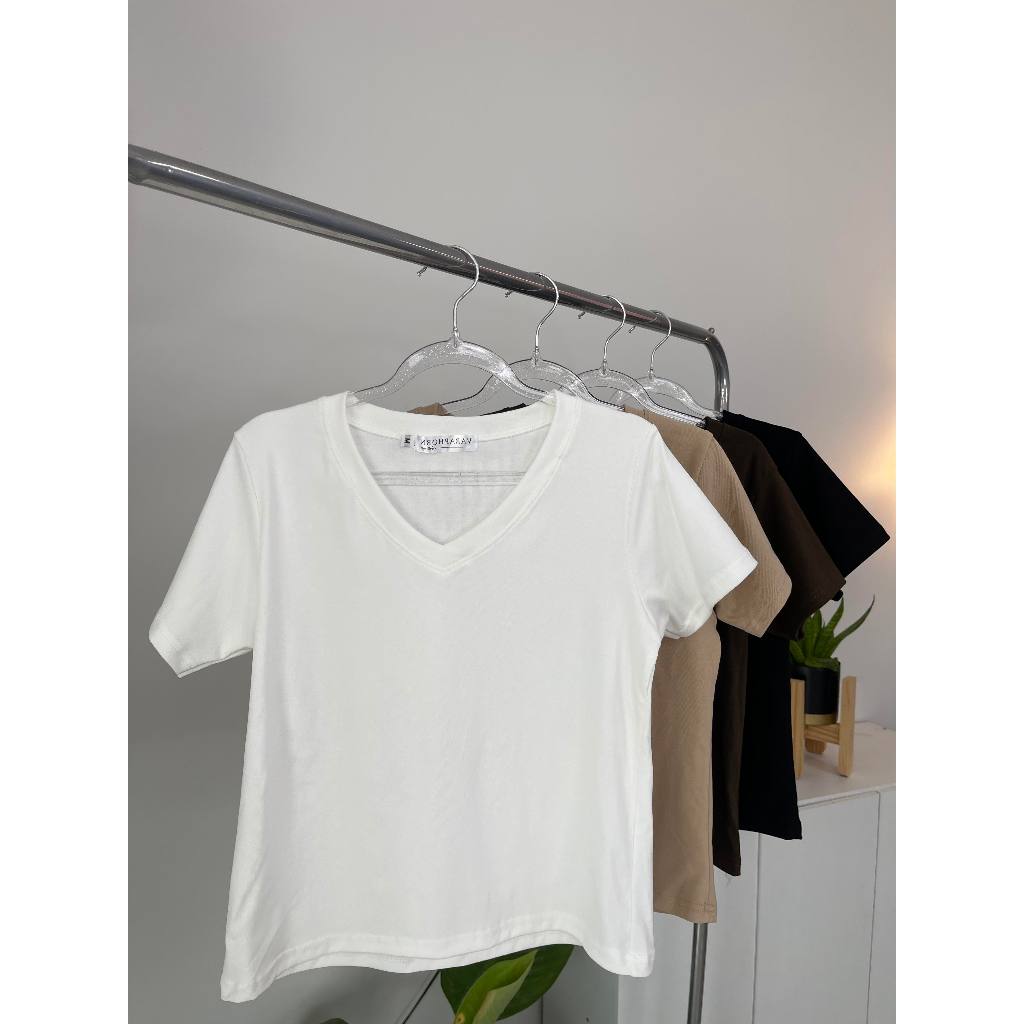 V06- เสื้อยืด คอวี สวมใส่ง่ายผ้านุ่มสบายผิว - รูปที่ 3