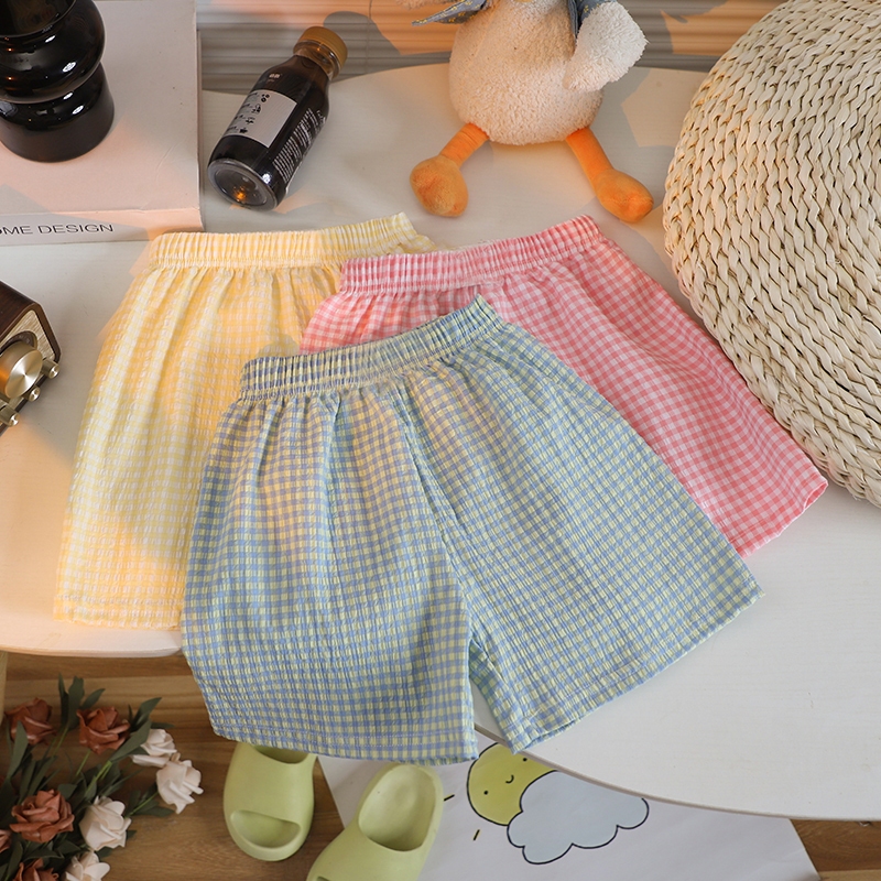 กางเกงขาสั้นเด็ก กางเกงลำลองเด็ก เอวยืด ลายสก๊อต ผ้าเบา แห้งเร็ว ใส่สบาย - รูปที่ 2