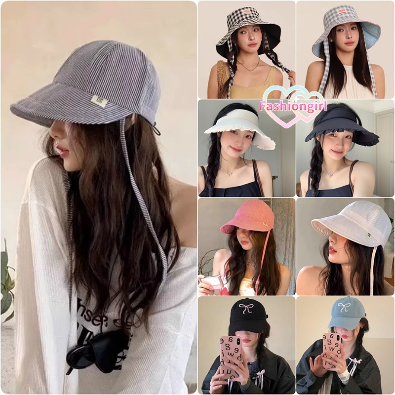 💞Fashion girl💞สไตล์เกาหลี หมวกกันแดด หมวกแฟชั่น โดปามีน หลากหลายสไตล์ น่ารัก แฟชั่นสําหรับผู้หญิง