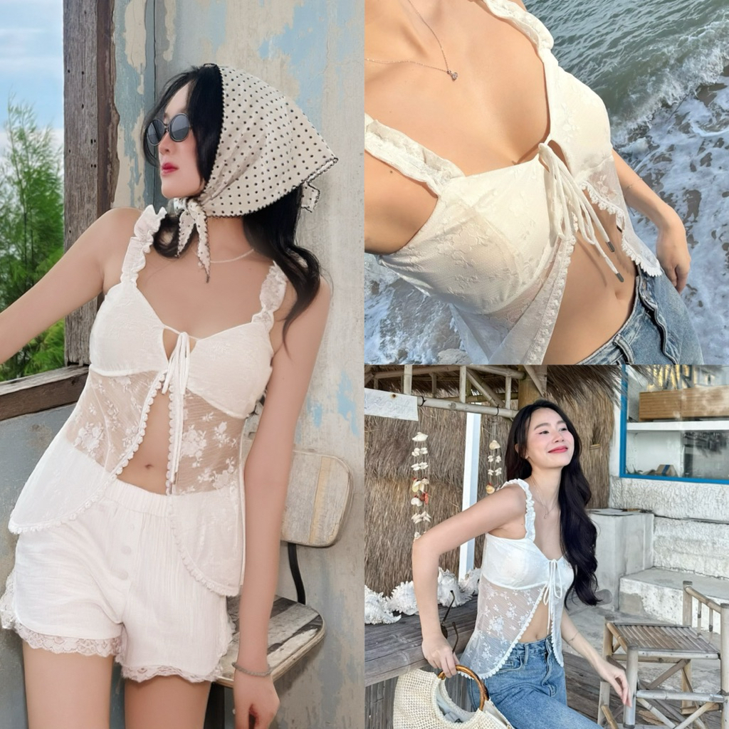 ONNIE.16 - RORA TOP เสื้อลูกไม้ซีทรู