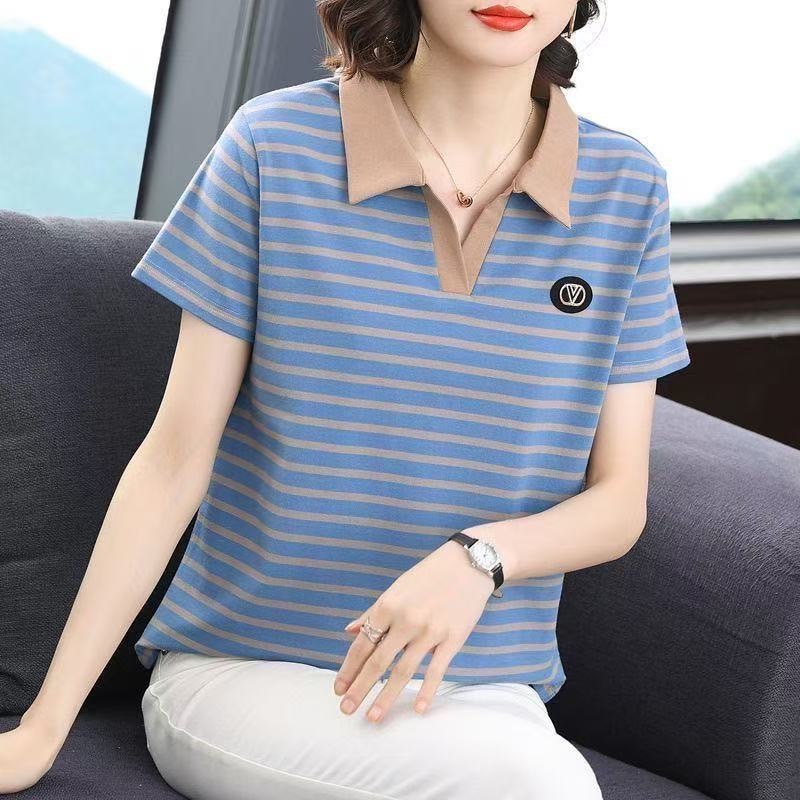 TT-( รุ่น-372 ) เสื้อยืดคอปกแขนสั้นยอดฮิตลายลิ้วมาใหม่ อกเสื้อติดด้วยตัวหนังสือV สไตล์เกาหลี ผ้านุ่มสวมใส่สบาย พร้อมส่งก