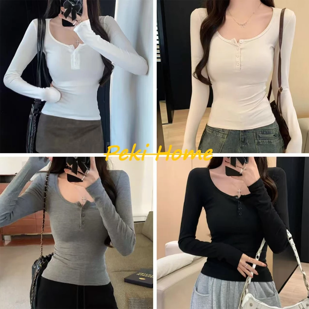เสื้อยืดแขนยาว สไตล์เรียบหรู ทรงเข้ารูป