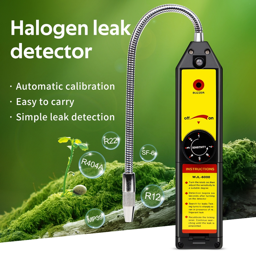 เครื่องตรวจจับการรั่วไหลของฮาโลเจน WJL-6000 เครื่องตรวจจับก๊าซ R22a R410A R134A R4047A MP39 เครื่องว