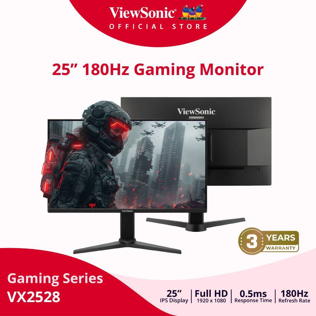 Viewsonic Gaming Monitor  VX2528  25” / Full HD / IPS / 180Hz / 0.5ms  (จอมอนิเตอร์เกมมิ่ง)