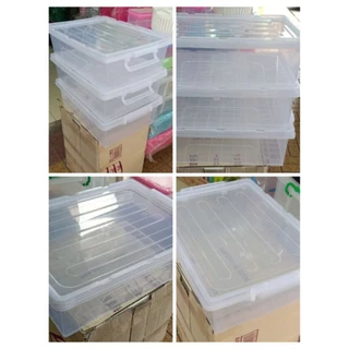 ⚡⚡กล่องพลาสติกใสมีฝาล็อคทรงเตี้ยขนาด กว้าง 36 ซม. ยาว 50 ซม. สูง 16 ซม. ใส่เอกสาร A4 ได้