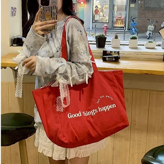 (มีส่งด่วน) tokyosellected(T2438) กระเป๋าสะพายผ้าใบใหญ่/ผ้าลายทาง/ใช้ได้2ด้าน