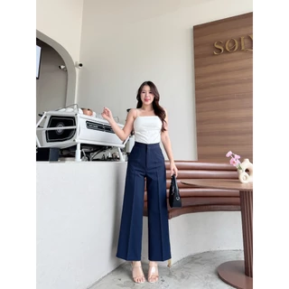 T36 เบอลิน สูง150 ใส่ได้ไม่ต้องตัดขา ผ้าไมโครพรีเมี่ยม กางเกงขายาว กระบอกกลาง กางเกงเอวสูง ผ้ายับยากไม่ต้องรีด