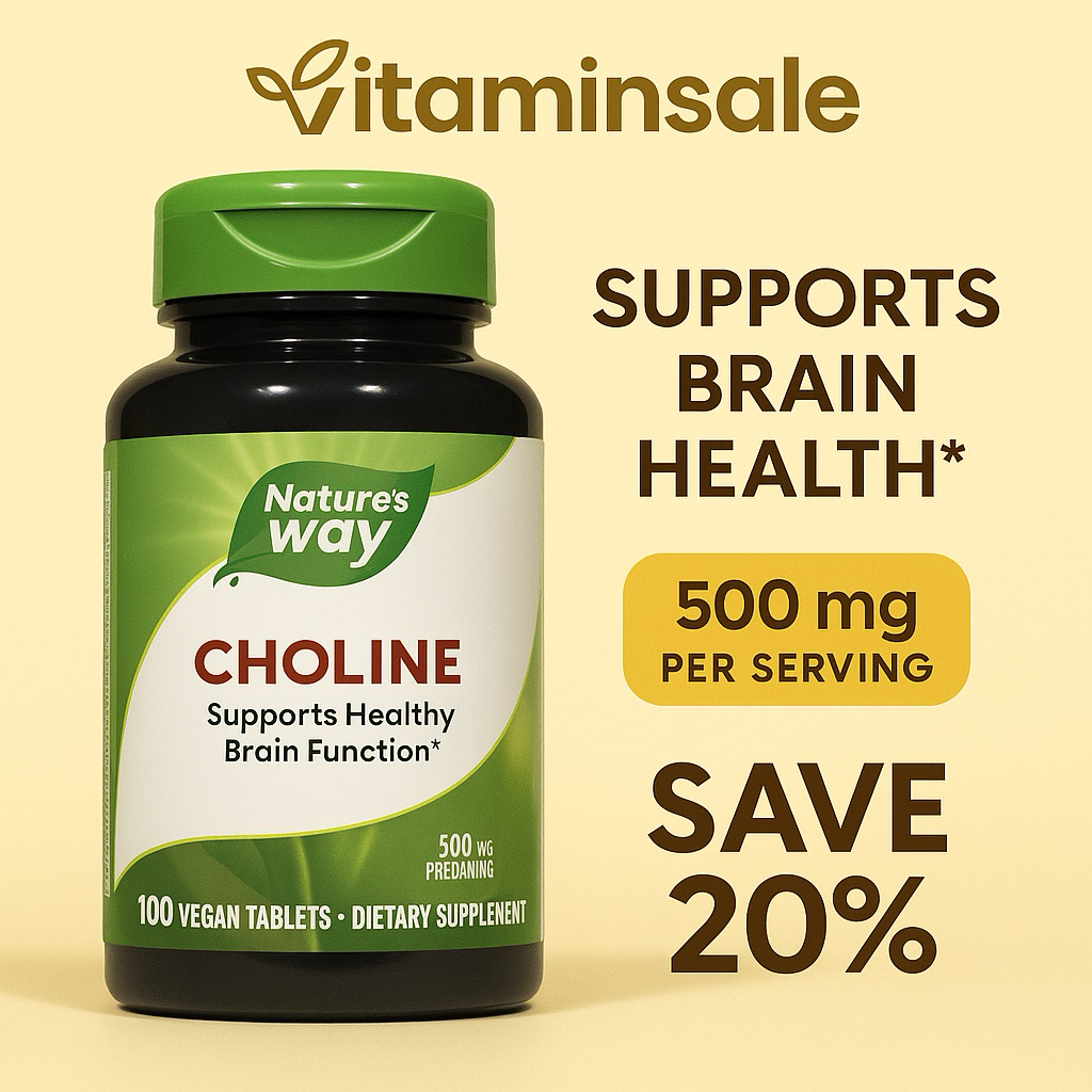 Nature's Way Choline 500mg บำรุงสมอง ความจำ ตับแข็งแรง 100 เม็ด