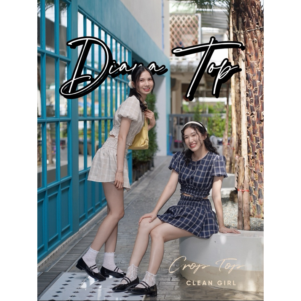 Diana Set ชุดเซทลายสก็อตใส่คู่ก็สวยใส่แยกก็คุ้ม ชุดเซทเสื้อ+กระโปรงกางเกงสุดคุ้ม ผ้าไม่บางอยู่ทรงสวย