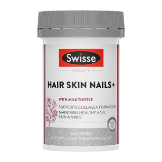 Swisse Hair Skin Nails+ วิตามินผมร่วง บำรุงผม ผิว และเล็บ 60เม็ด EXP02/2028