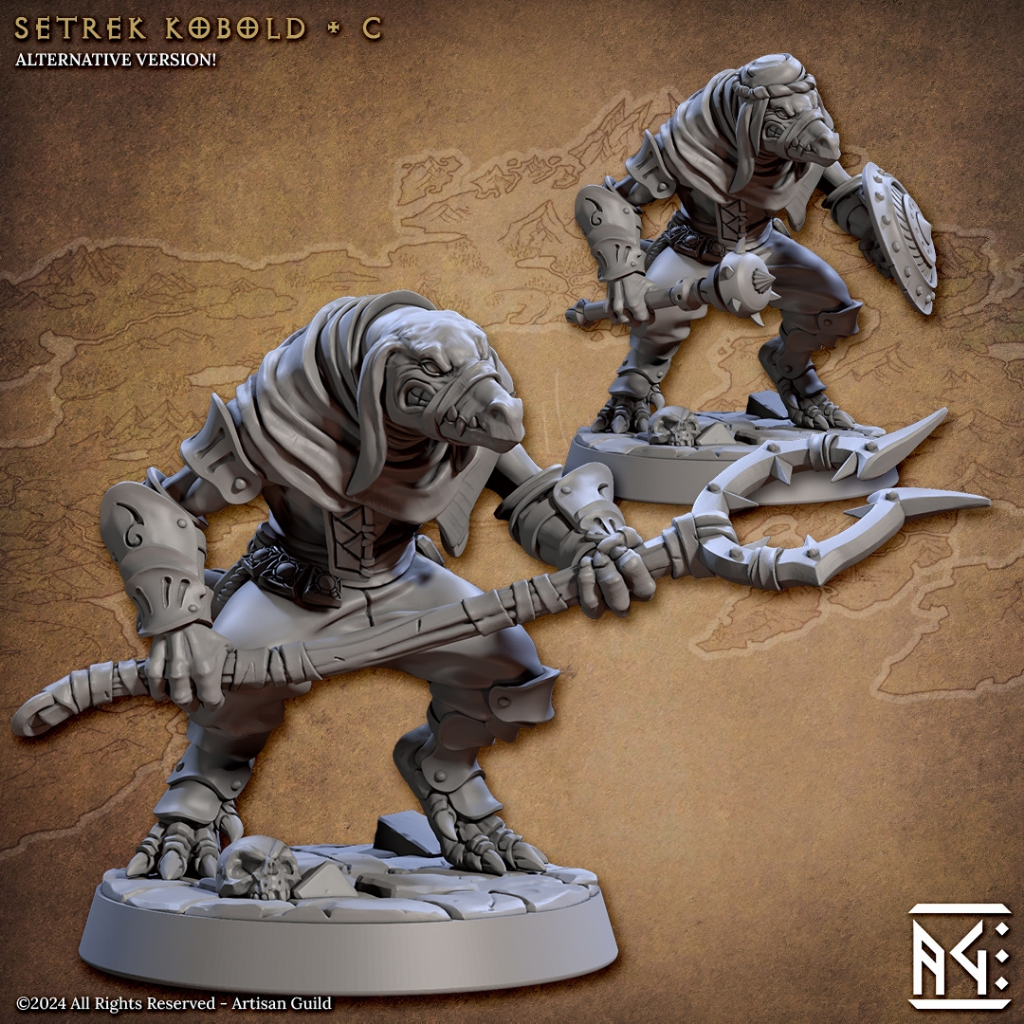 Setrek Kobold C - Raid at the Temple of Ifrit - Humanoid Kobold / 32mm scale 3D printed miniature AT