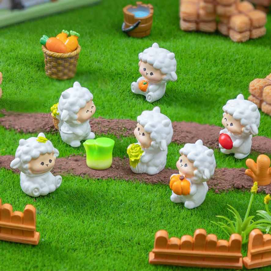 น้องแกะทำฟาร์ม (ราคา/1ชิ้น)  ตุ๊กตาแต่งสวน จัดสวนถาด โมเดล ตกแต่งบ้าน ของสะสม พร็อพถ่ายรูป