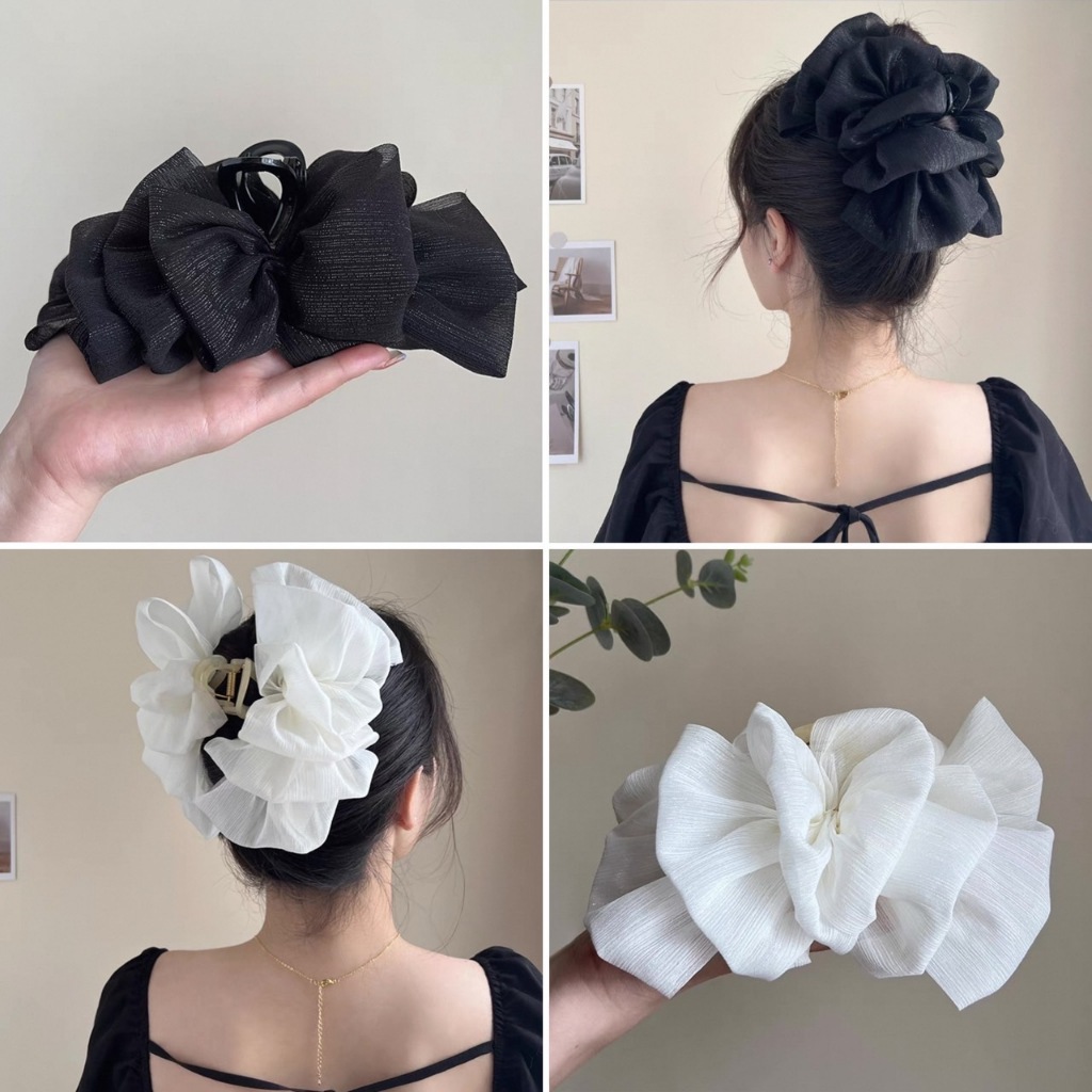 พร้อมส่ง!🇹🇭 ราคา/ชิ้น กิ๊บโบว์ระบาย รุ่น Chiffon ผ้าชีฟองพริ้ว หนีบแน่นไม่หลุดง่าย สไตล์สาวหวาน เนื้องานเกาหลี พรีเมี่ยม