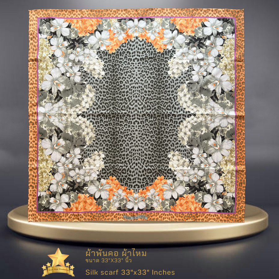 ผ้าพันคอผ้าไหม 33"x33" นิ้ว  Silk scarf square 33"x33" inches - DA30 - จิม ทอมป์สัน Jim thompson