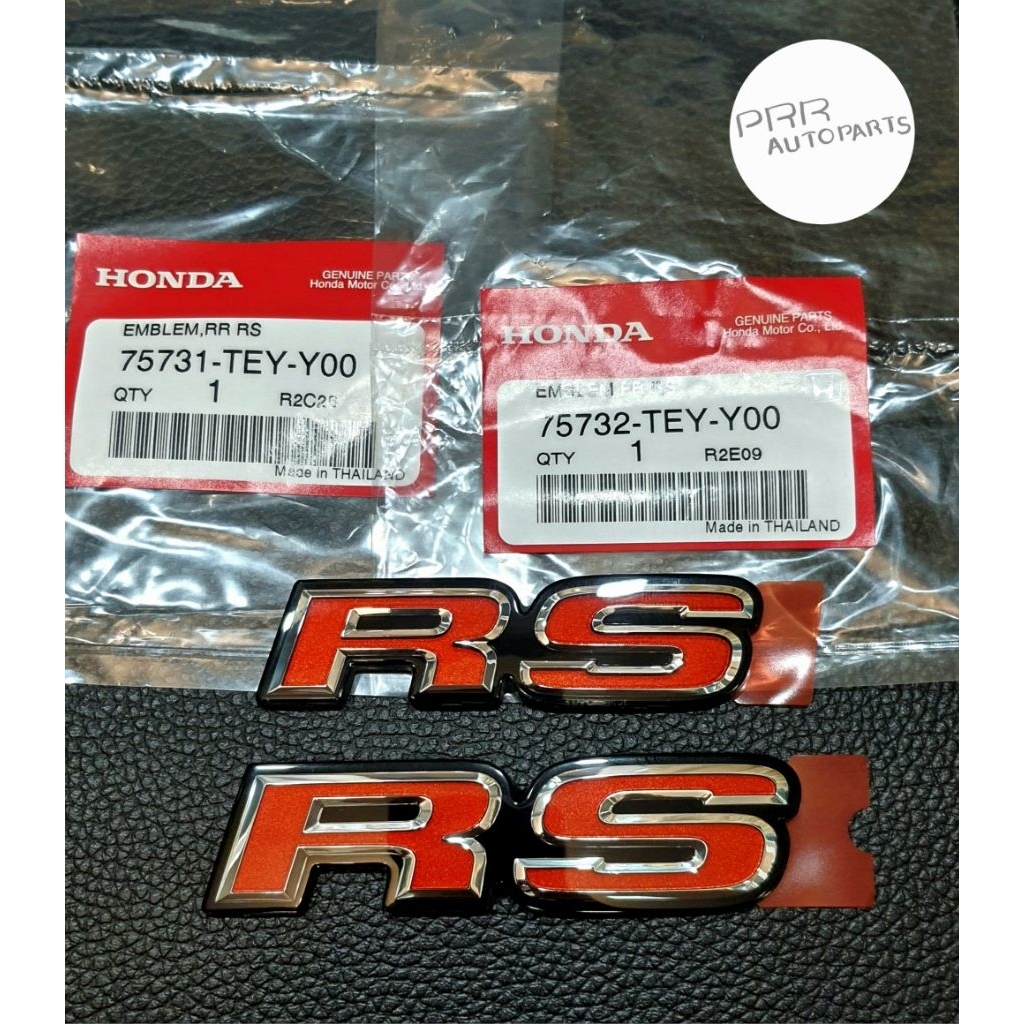 ของแท้ 1คู่ โลโก้ RS หน้ากระจัง และท้ายรถ สีแดง HONDA CIVIC FC FK Jazz RS  CIVIC JAZZ RS  2015-2020