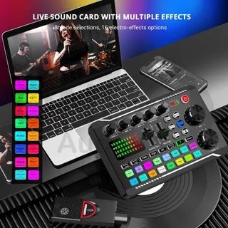 OneAudio มิกเซอร์เสียงมืออาชีพ การ์ดเสียง สดการ์ด Sound Card F998 เข้ากันได้กับหลายแพลตฟอร์ม Live คาราโอเกะ มีลูทูธ