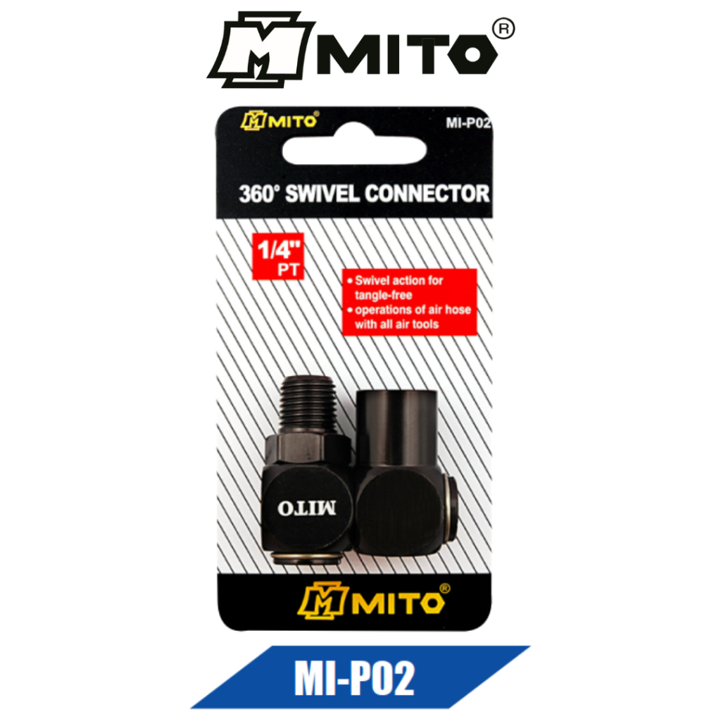 MITO ข้อต่อคอปเปอร์ SWIVEL CONNECTOR หมุน 360 องศา 1/4′′ PT (M) x 1/4" PT (F) No.MI-P02