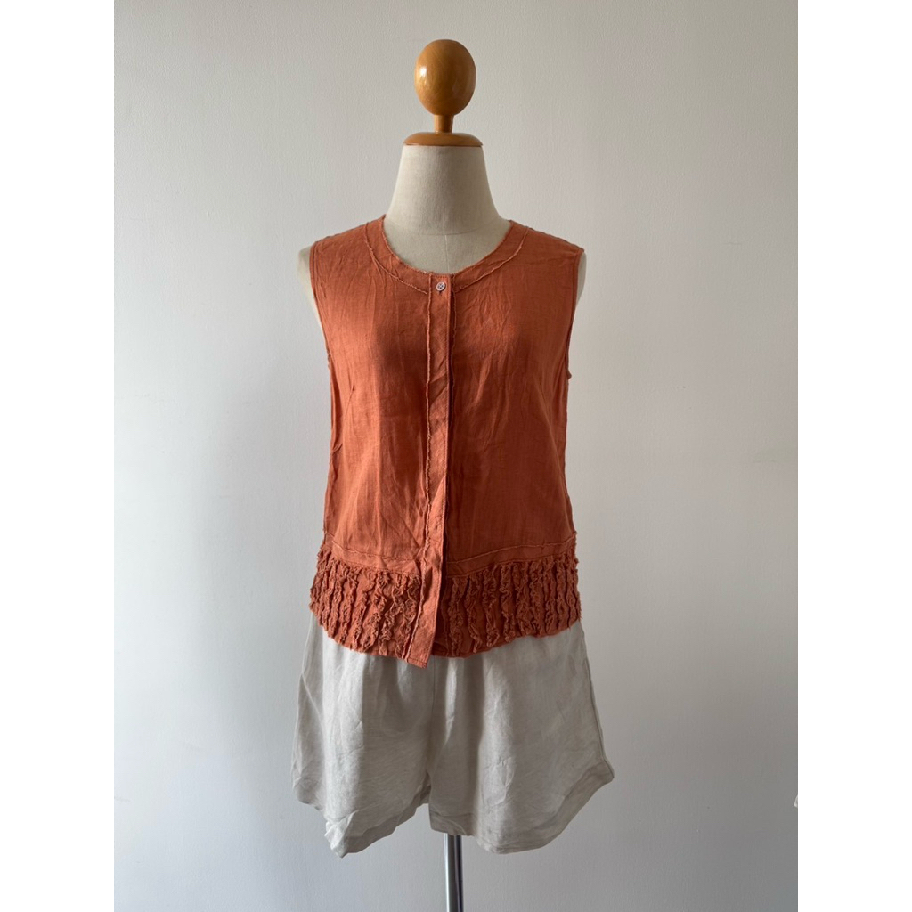 Beating heart size 2 ผ้าลินินอิตาลี made in JPN ป้ายหลังคอหลุดหนึ่งข้างนะคร่า  สภาพดี