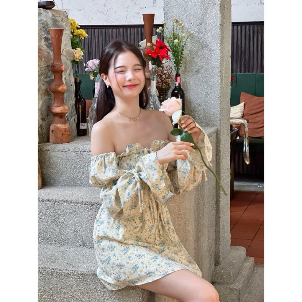 เดรส falling in rose น่ารักลายดอกไม้🌸