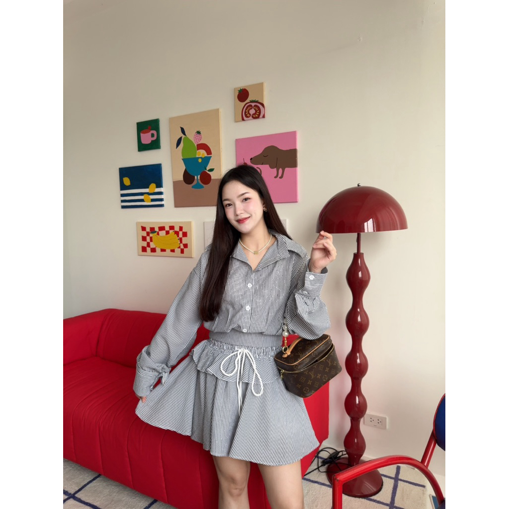 Basicsbysita | M336 Pinstripe Drawstring Set