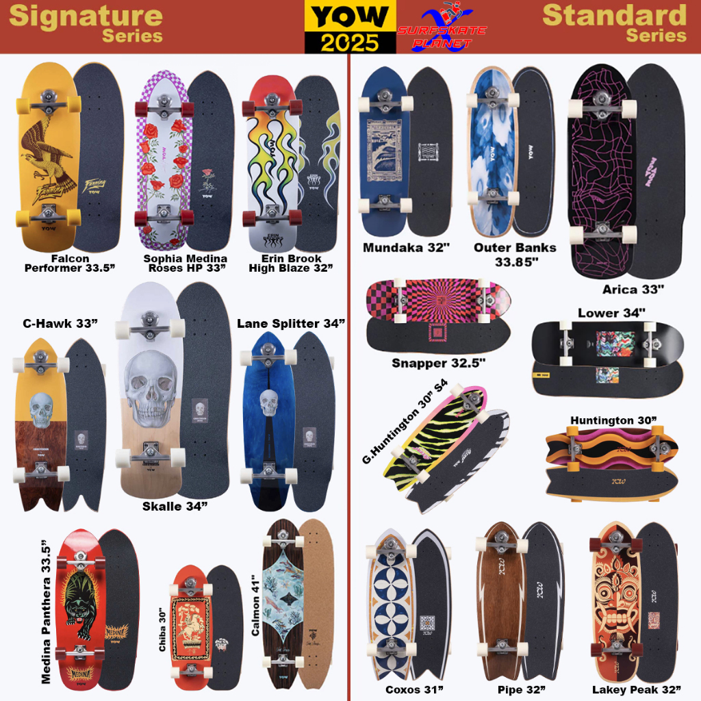 YOW Surfskate 2025 - Arica Outer Banks Pipe Skalle Snapper Panthera Calmon Falcon