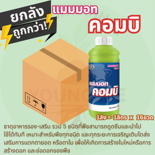 แมมมอท คอมบิ ธาตุอาหารรอง5ชนิด 1ลิตรx16ขวด (ยกลัง) เทพวัฒนา ตราปลาคู่ สะสมอาหารก่อนการออกดอก
