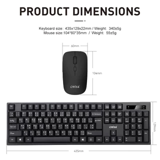 [ซื้อ1แถมMOUSE PADผ้า 1] OMISA KM-388 ชุดคีย์บอร์ด+เมาส์ไร้สาย2.4G(ปุ่มกดเสียงเงียบ)