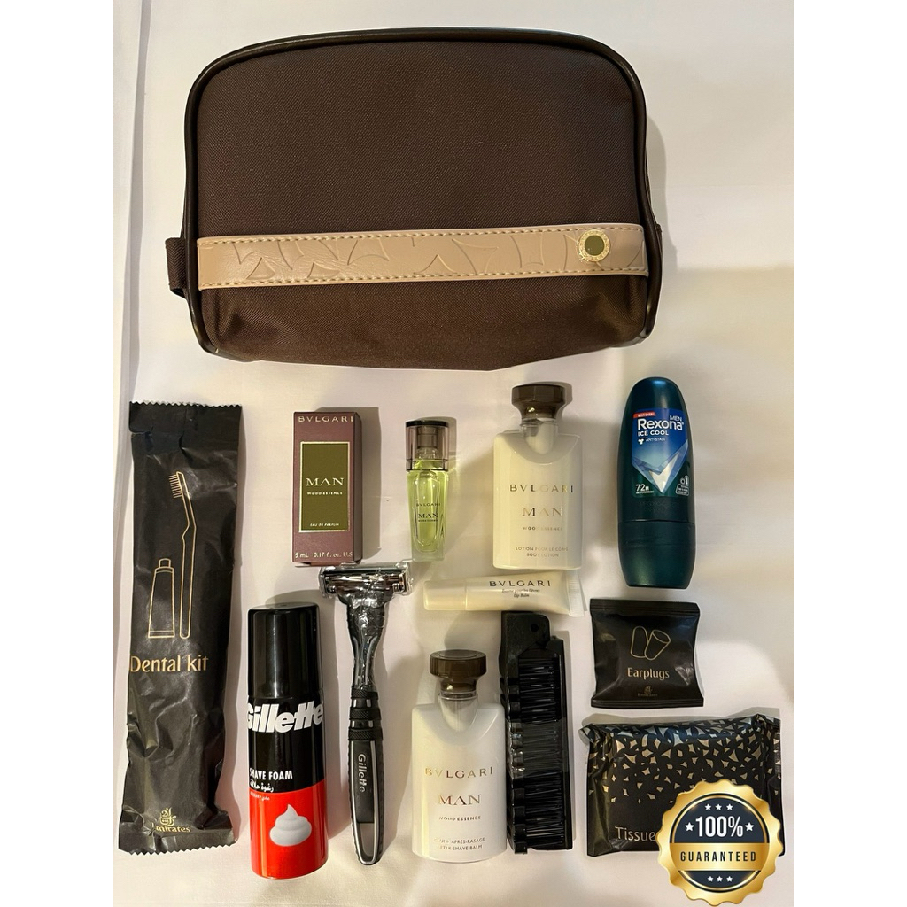 🔥NEW! 👱🏻‍♂️ Amenity kit of Emirates Airways(Travel Set >Business< For Man)👱🏻‍♂️กระเป๋าสีน้ำตาล_สำหรั