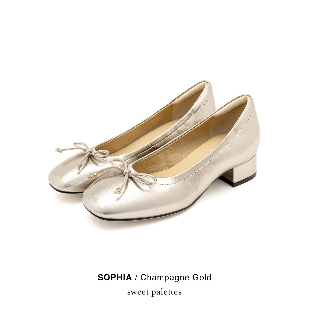 Sweet Palettes รองเท้าหนังแกะ Sophia Champagne Gold
