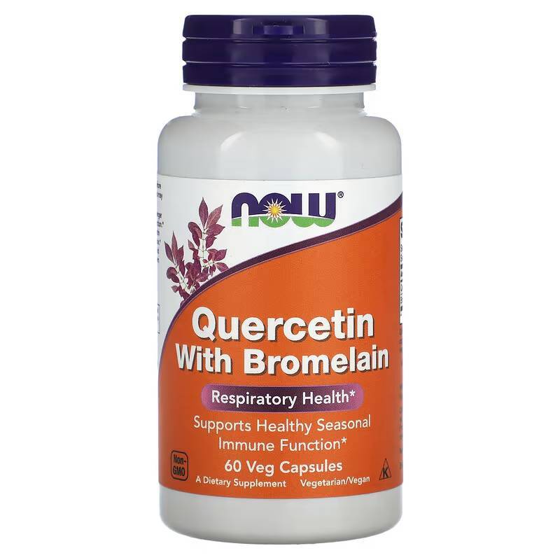 เควอซิทิน โบรมีเลน NOW Foods, Quercetin With Bromelain, 60 Veg Capsules