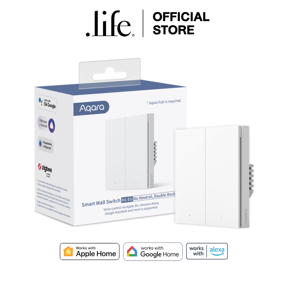 AQARA สวิตช์อัจฉริยะ Wall Switch รุ่น H1 Double EU [No Neutral] Global Version | by Dotlife