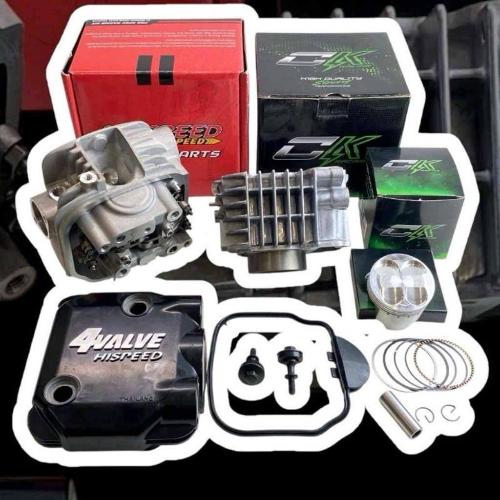 ชุด4วาล์ว Wave110iปี2009-2020 เสื้อสูบพร้อมลูกCK ฝาสูบ4วาล์ว ไฮสปีด ขนาด53,54,56,57,58