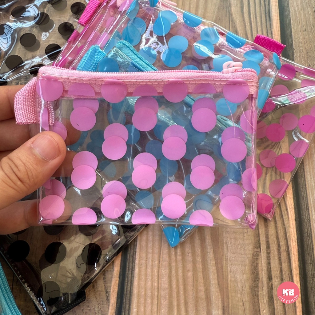 KB กระเป๋าใส่เหรียญ กระเป๋าสตางค์ ขายส่ง ยกโหล ของชำร่วย ของขวัญ แทนคำขอบคุณ คละสี 12ใบ ขนาด 3x4 นิ้ว พลาสติกใส พิมพ์ลาย - รูปที่ 2