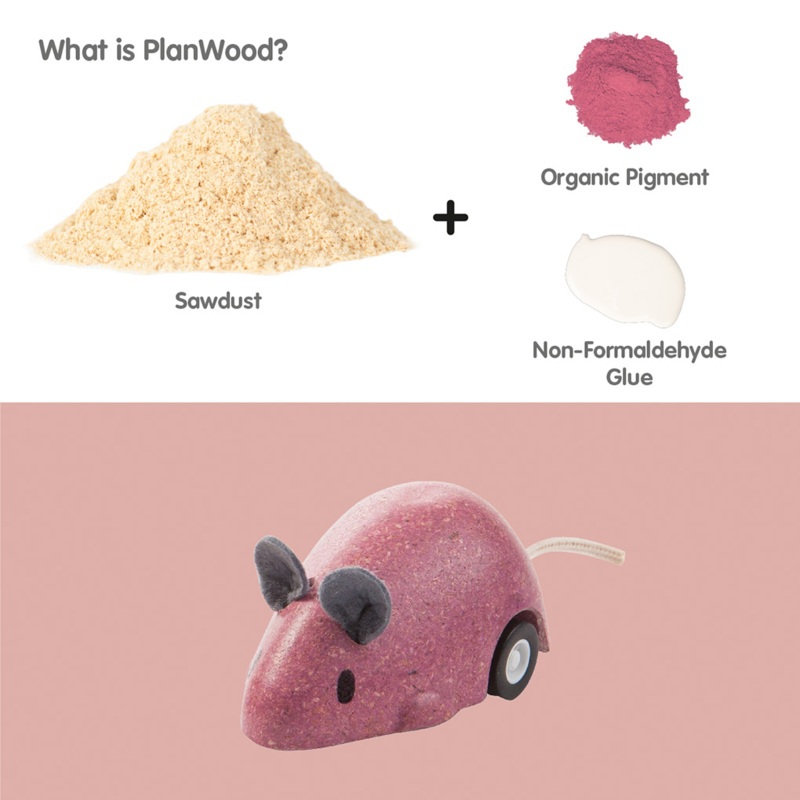 PlanToys فأر متحرك خشبي 1647 — أصفر — صورة 3